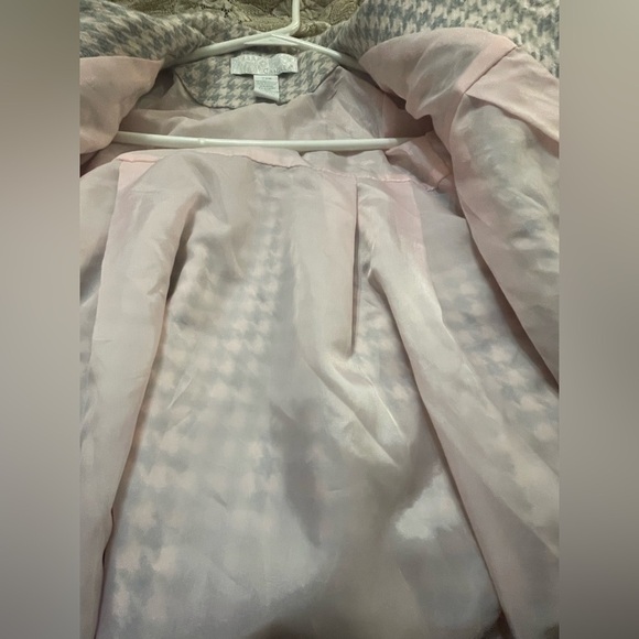 CAMILLA GIRLS BABY PINK GRAY WOOL BLEND HOUNDSTOOTH JACKET SIZE 24M - Picture 3 of 7
